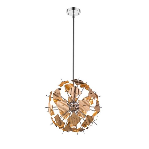 Branam 5 Light Pendant, Chrome + Champagne